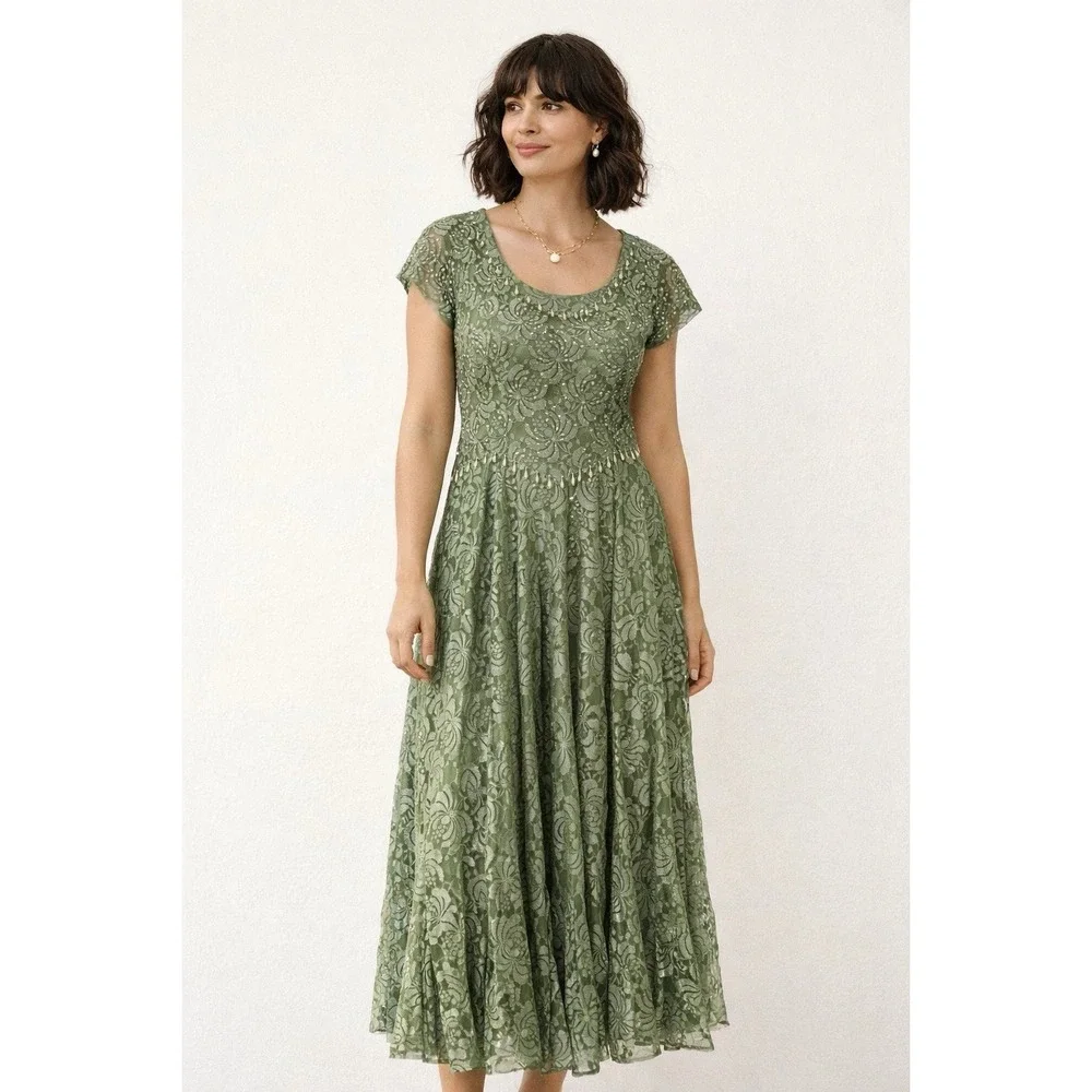 Vintage Dresses | Vintage Dress Lace Drop Waist Beaded 20s Coquette Feminine Long Dairy Garden | Color: Green | Size: M | Showmeyourwears's Closet Vintage Dresses | Vintage Dress Lace Drop Waist Beaded 20s Coquette Feminine Long Dairy Garden | Color: Green | Size: M | Showmeyourwears's Closet